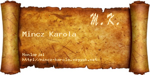 Mincz Karola névjegykártya